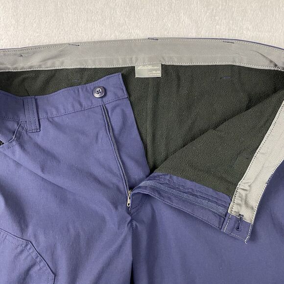 Eddie Bauer Mens 36x30 Fleece Lined Tech Pants Navy Nylon Stretch Hiking Outdoor - Picture 4 of 11